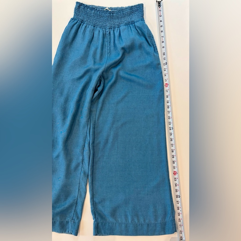 Joie 100% Lyocell Smocked High Waist Wide-Leg Pants in Denim Pockets Large - Picture 2 of 12
